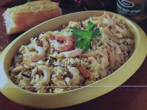 Arroz picante com camarões