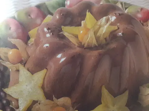 Creme de leite frio com chocolate e frutos tropicais