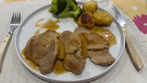 Escalopes de porco com ananás 